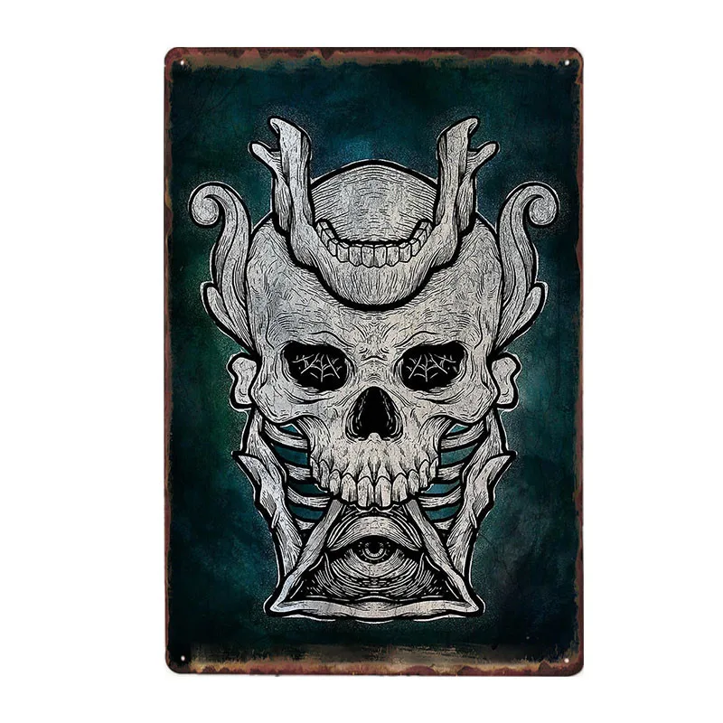 Металлический жестяной знак в виде черепа настенный постер винтажная шикарная