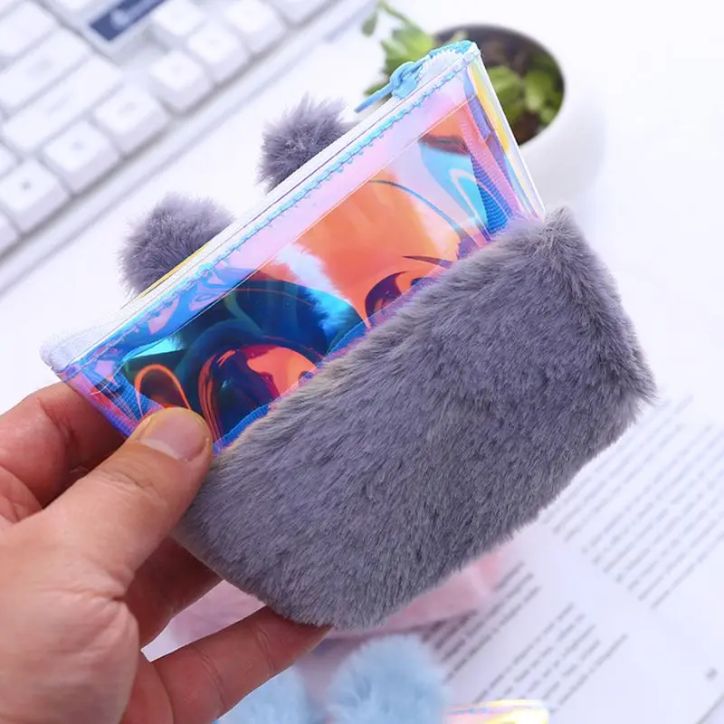 

Women Holographic Laser Coin Card Key Ring Wallet Pouch Mini Purse Zipper Small Change Bag M6CC