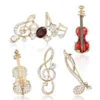 fashion exquisite brooches violin music symbol coat collar pin clothes decoration suit dinner dress accessories jewelry luxury