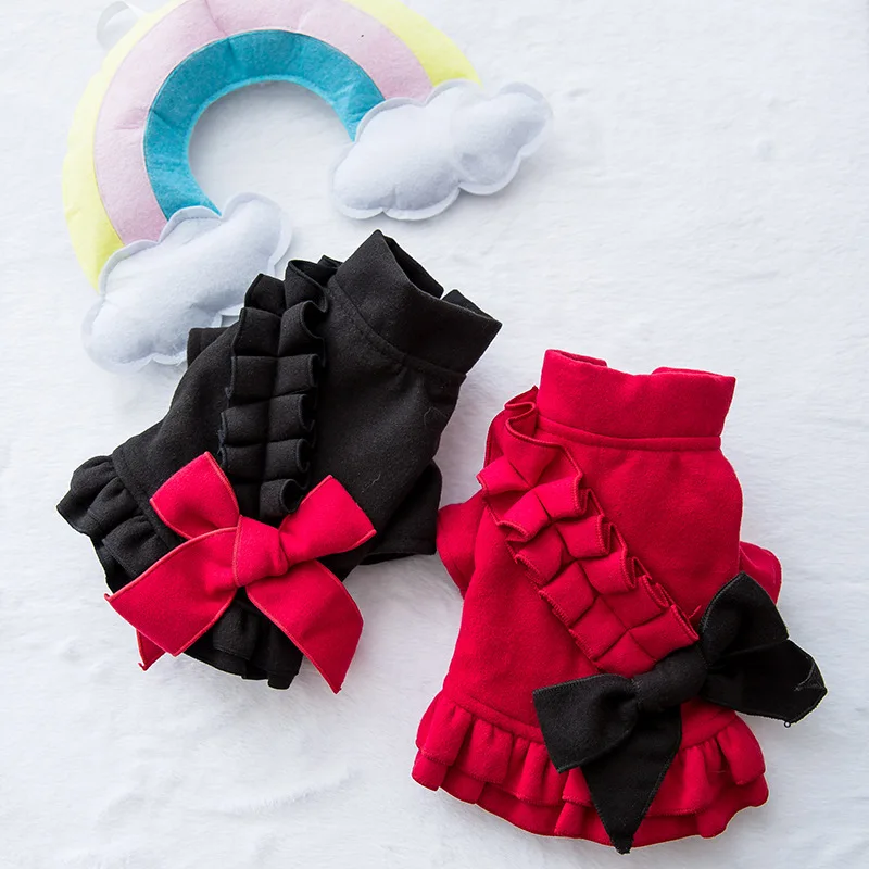 

New dog clothes princess woolen skirt thickened Teddy bear Bomei pet puppy autumn and winter clothing small dog clothes