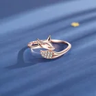 Женское кольцо из розового золота, обручальное кольцо с фианитом ААА, с кристаллами в форме животного лисы, 2020