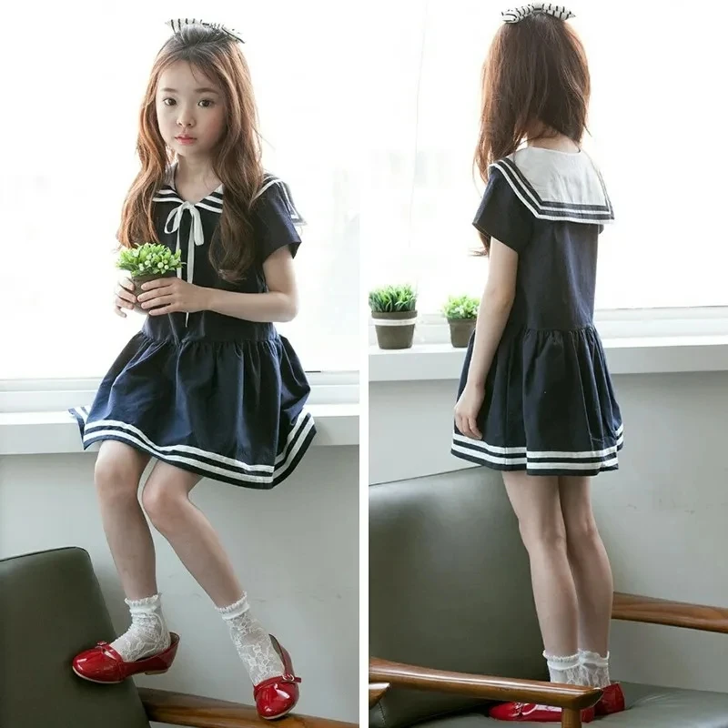 2021 Новое летнее мини-платье с короткими рукавами в Корейском стиле для девочек