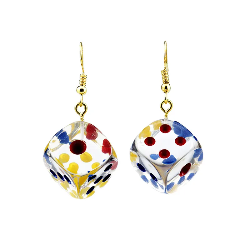 

Модные прозрачные серьги в виде игральных костей в стиле панк, модные креативные Винтажные серьги из смолы, новинка, Лидер продаж, аксессуар...