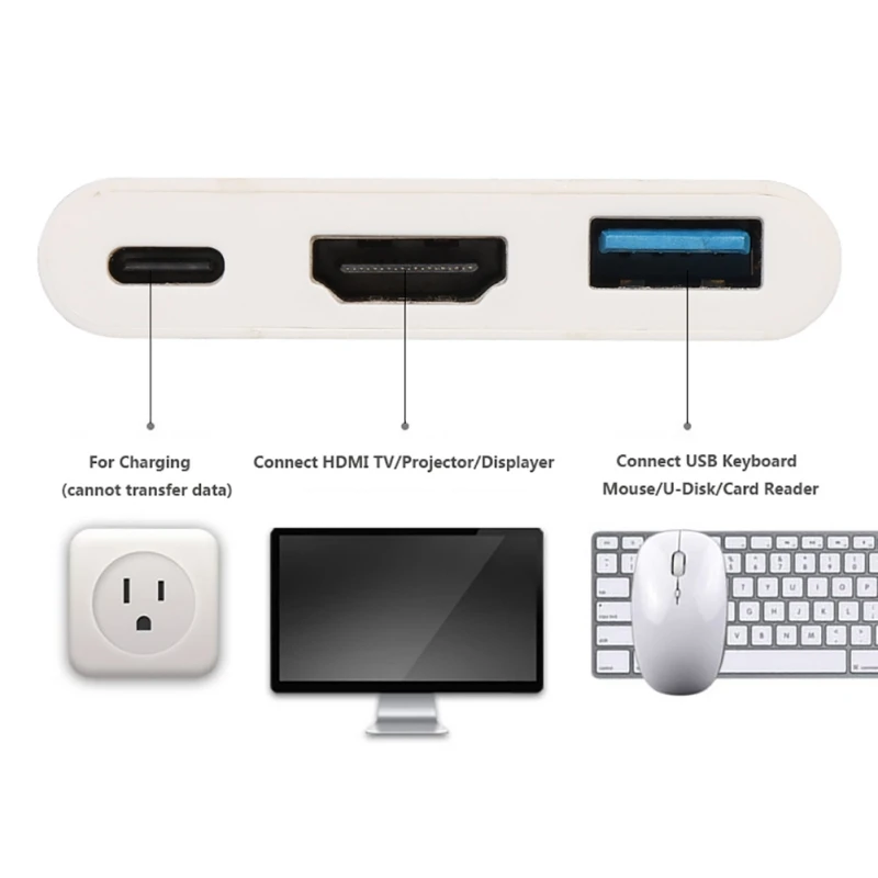 Адаптер для видеопроектора с разъемом Type-C на 4K HDMI USB 3 0 Macbook Samsung S8 | Электроника