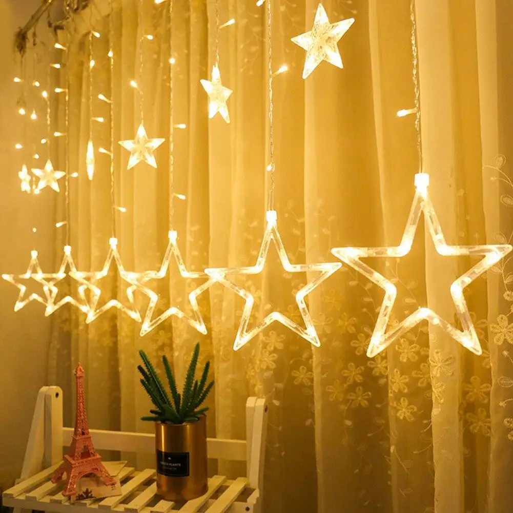 

[ Clearance Sale ] 2.5M 138LEDs Five-Pointed Star String Curtain Light Fairy Lamp Xmas Wedding Birthday Holiday Room Decoration