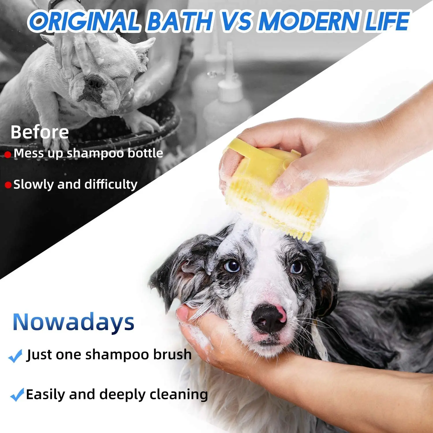 

Pet Dog Shampoo Brush 2.7oz/80ml Cat Massage Comb Grooming Scrubber Brush for Bathing Short Hair Soft Silicone Rubber Brushes