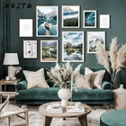 Декоративный постер в скандинавском стиле с изображением лодки, гор, леса, природного ландшафта, скандинавский пейзаж для путешествий, живопись, настенное искусство, Декор, картина