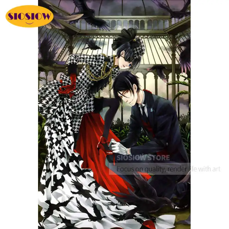 Алмазная 5D Вышивка сделай сам Аниме Картина из страз черный Батлер BL вышивка