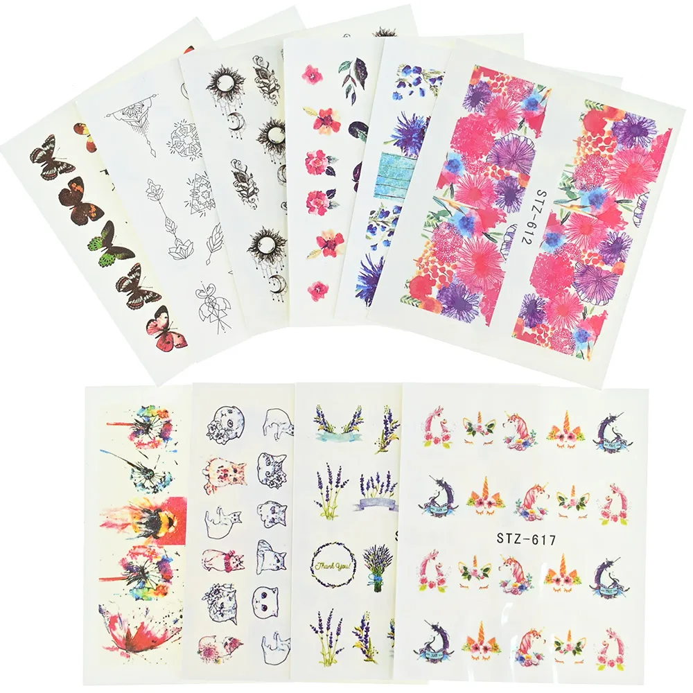 

40pc/Set Mixed Design Nail Art Stickers Animal/Insect/Plant Pattern Water Transfer Decals Manicure Tattoo Slider Decorations#&#
