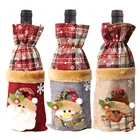 Рождественские Чехлы для винных бутылок, праздничные Чехлы для бутылок с Санта-Клаусом, шампаном, красные рождественские настольные украшения для дома