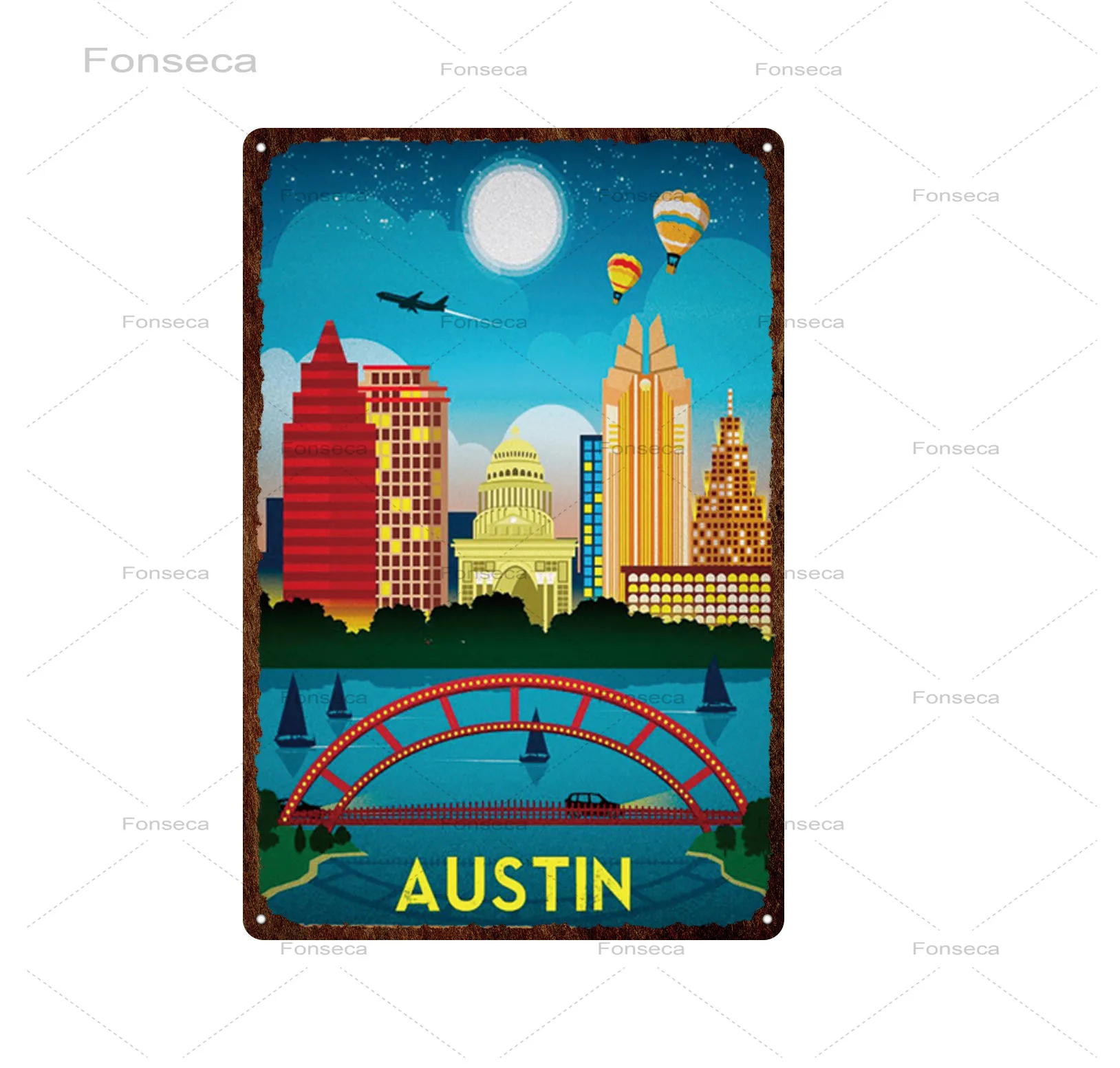 

World Travel City Metal Sign Retro Cartoon Latvia Venice Landscape Tin Painting Vintage Home Decoration Bar Wall Art Iron Poster