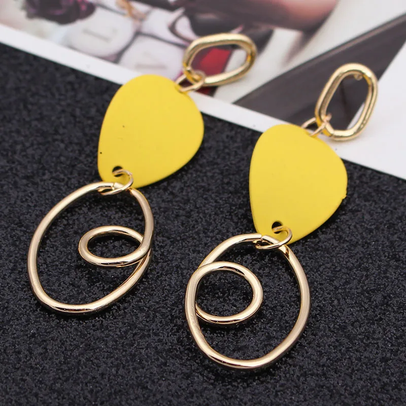 Fashion Circle Geometric Metal Earrings For Women Jewelry Personality Hanging Long Drop brincos pendientes mujer | Украшения и