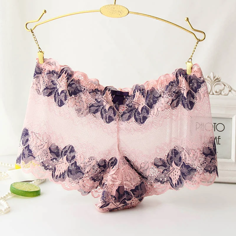 

Fashion Women Underwear Sexy Low Waist Transparent Underwear Comfortable Ladies Lace Floral Panties