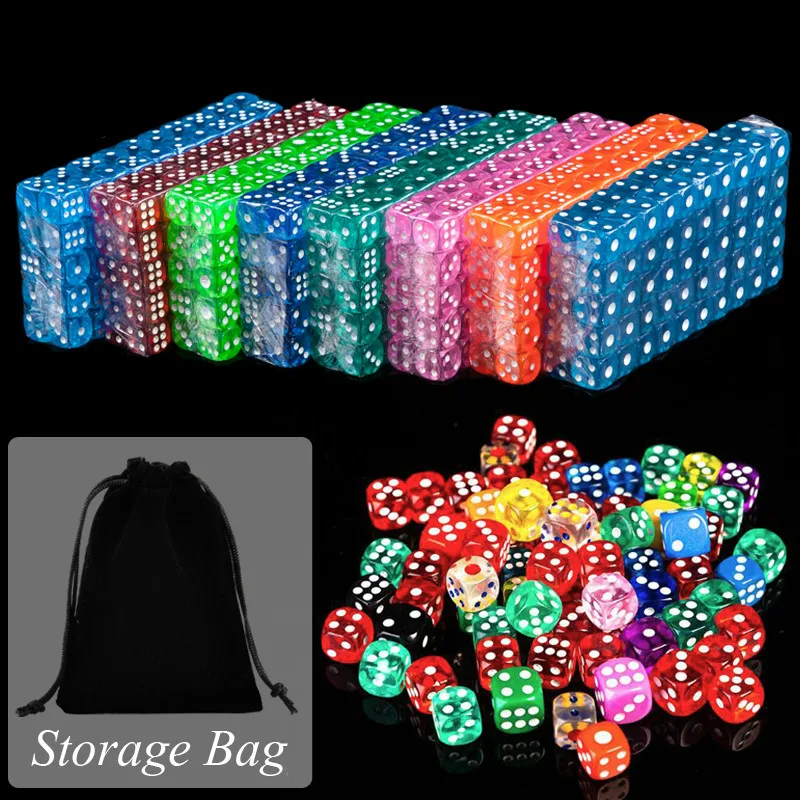 

10/30Pcs Portable Table Games Dice 14MM Acrylic Round Corner Board Game Dice Party Gambling Game Cubes Digital Dices with Bag