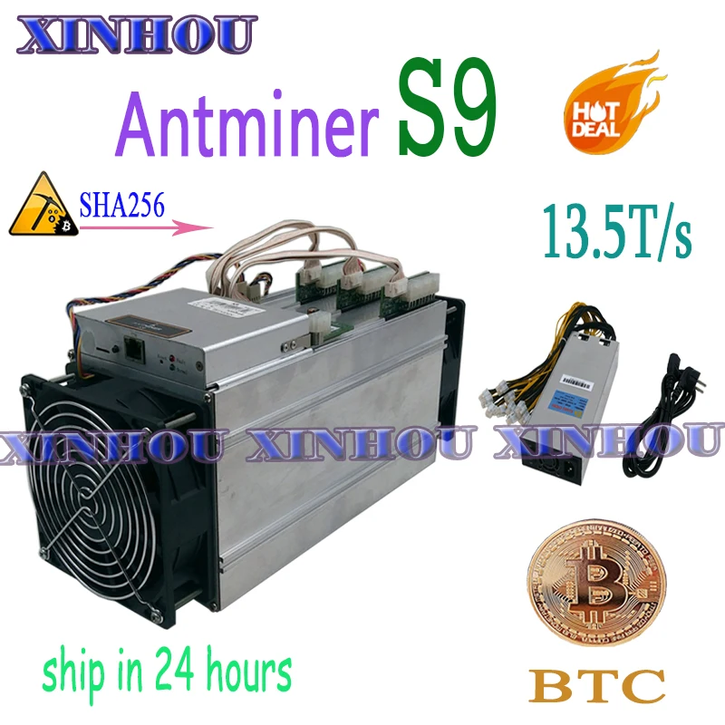 Майнер биткоинов AntMiner S9 13 5 T SHA256 asic б/у более экономичный чем S17 S9K T17 M3 M21S M20S Innosilicon
