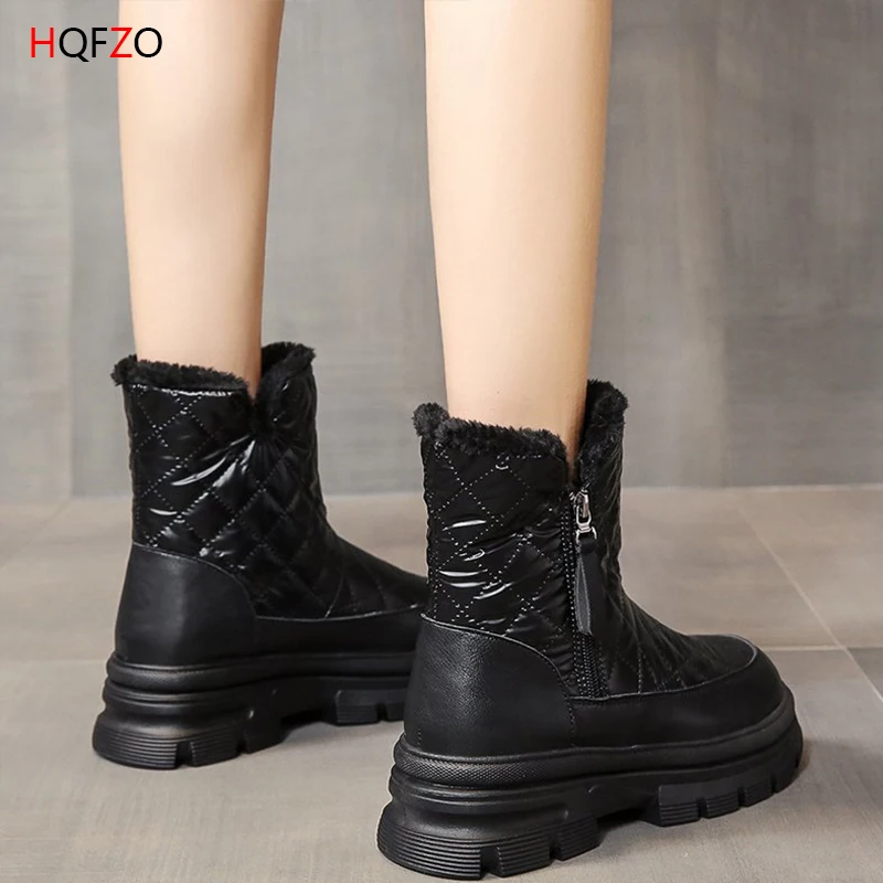 

HOFZO Casual Thick Bottom Waterproof Plush Snow Boots Winter Shoes For Women High Top Ankle Botas De Mujer 2021 New