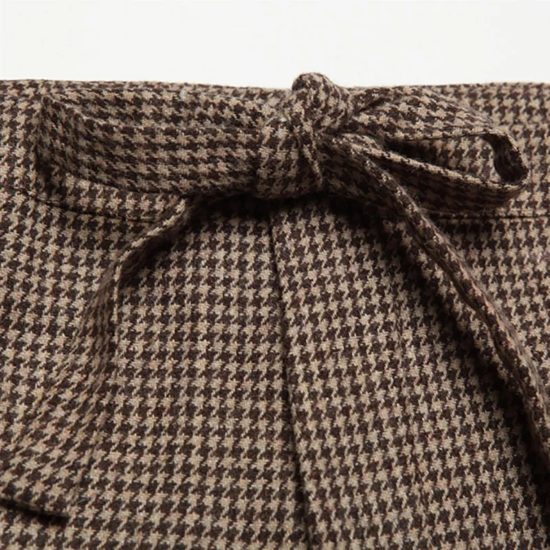 Unique Design Women 2018 Spring Autumn Wide Leg Pants Casual Woolen Trousers Houndstooth Straight Loose Long Pants High Waist OL