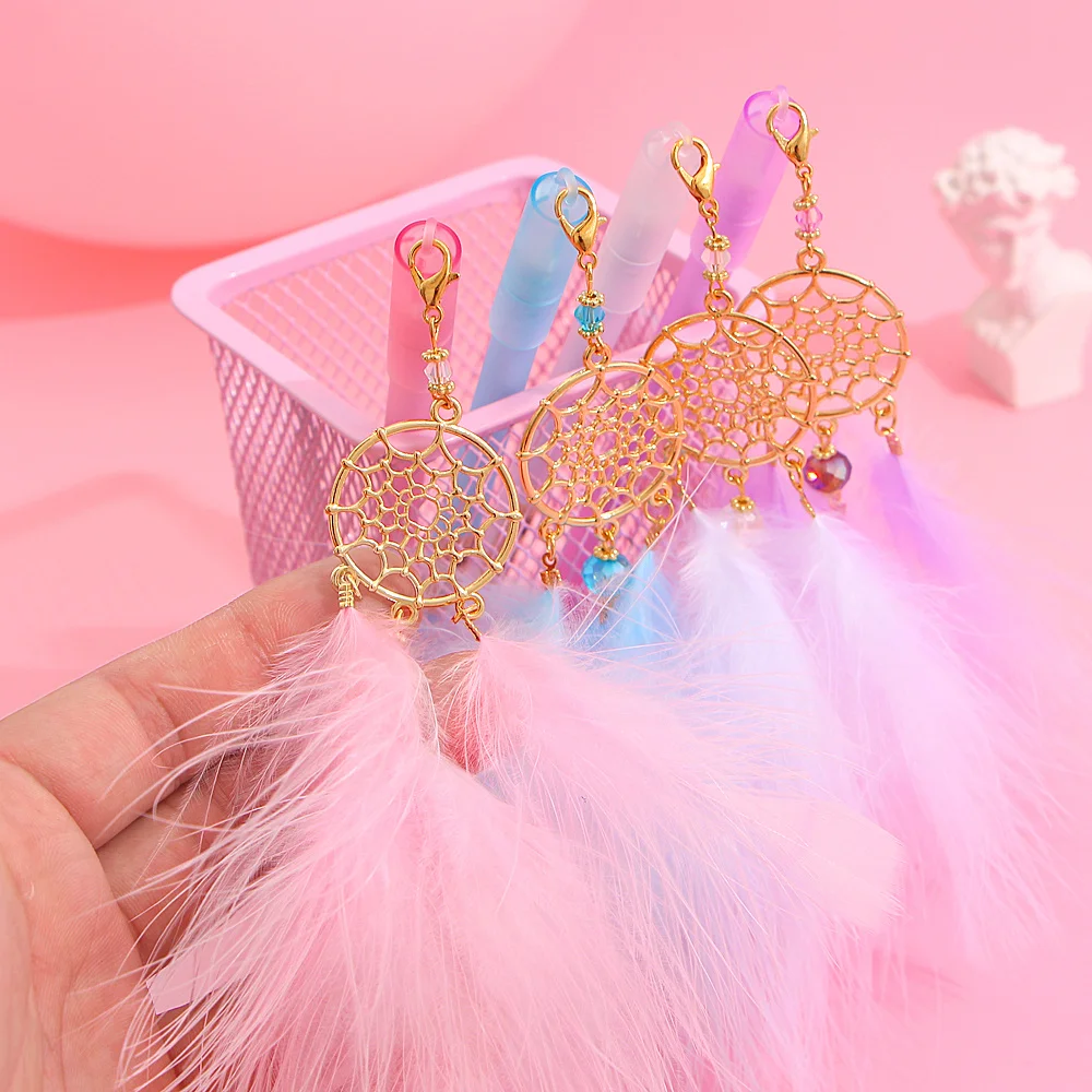 1 шт. гелевая ручка Kawaii Ловец снов перо 0 5 мм черные ручки для письма школьные