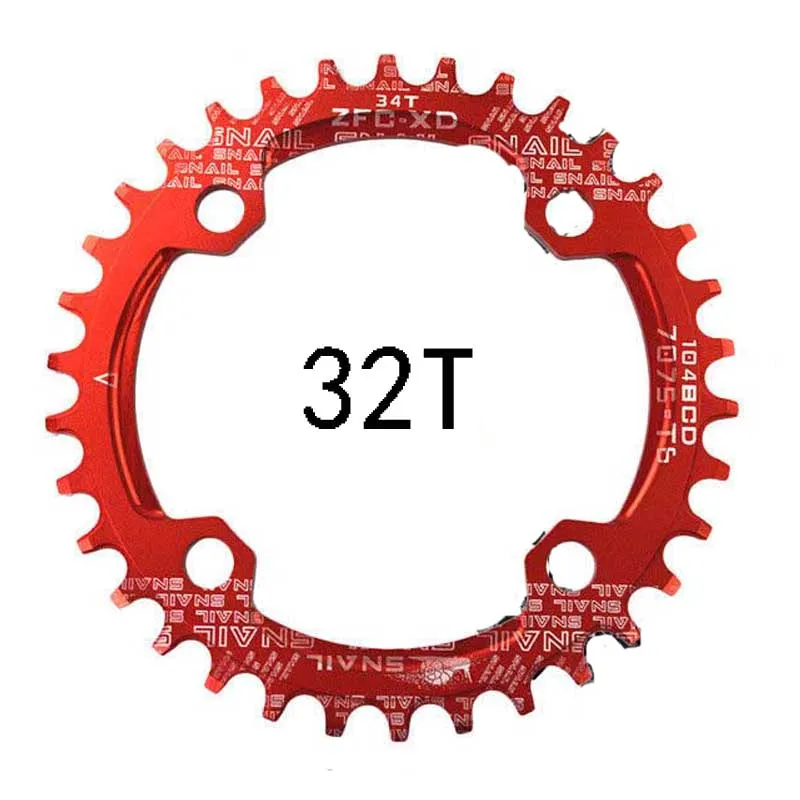 Велосипедное колесо MTB, круглая звездочка, 32 T/34 T/36 T/38 T/40 T/42 T, зубчатая звездочка, велосипедное кольцо, круг, шатун, велосипедные части - Цвет: red 32T