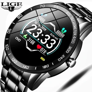 lige new steel smart watch men waterproof sport for iphone heart rate blood pressure call information smartwatch fitness tracker free global shipping