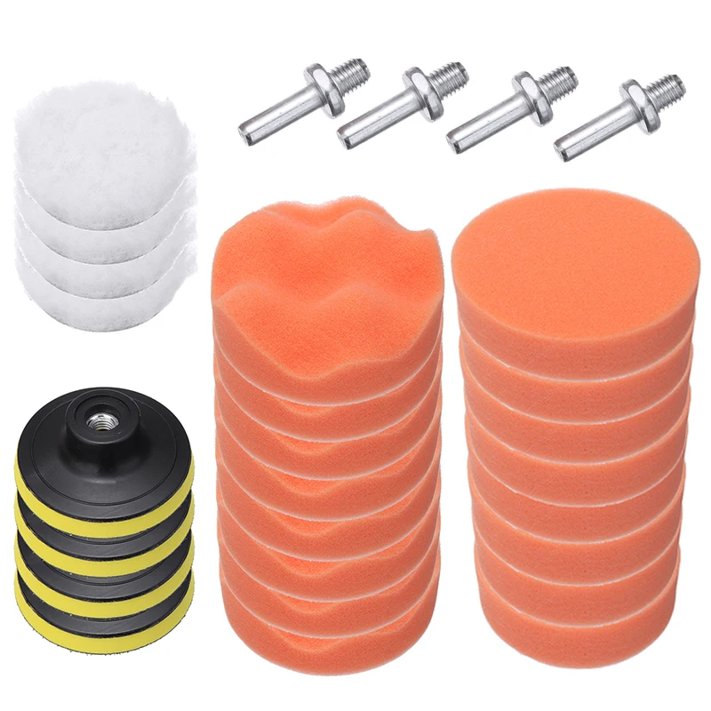 

28 шт. 3 дюйма M10 полировщик полировальный коврик буферный воск Полировка Губка колодки комплект для полирования автомобиля воск ручные инст...