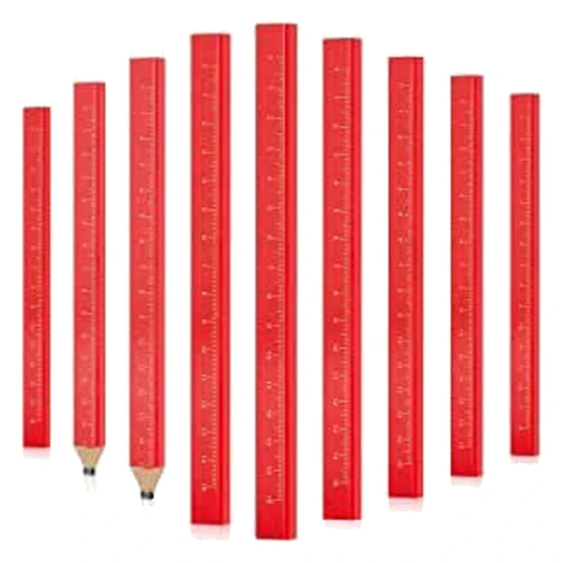 

20 Pieces Carpenter Pencils Professional Red Construction Woodwork Pencils For Builders (Pencil With Scale)