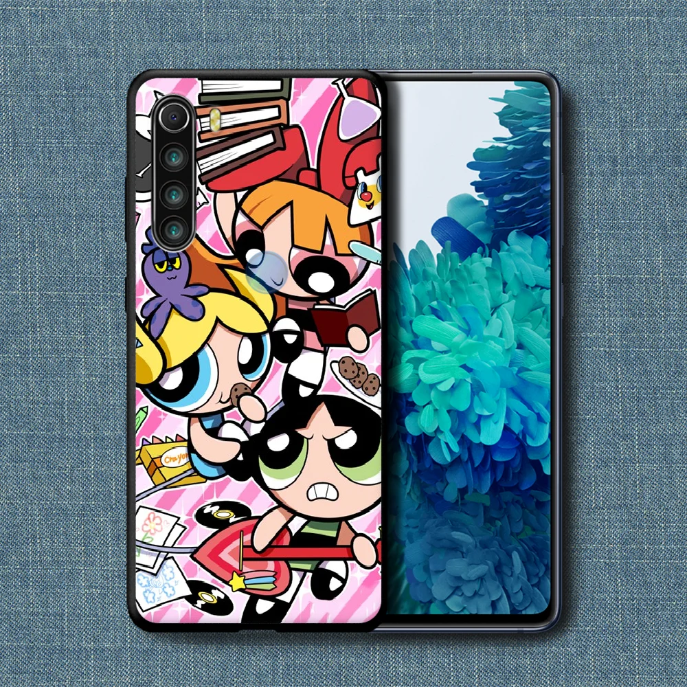 

Powerpuff Girl Cartoon Cute Phone Case For Xiaomi Redmi Note 7 8 8T 9 9S 4X 7 7A 9A K30 Pro Ultra black Hoesjes 3D Bumper