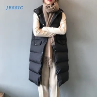 jessic 2020 women spring vest coat stand collar women long vest warm women tops vest chaleco mujer gilet casaco feminino