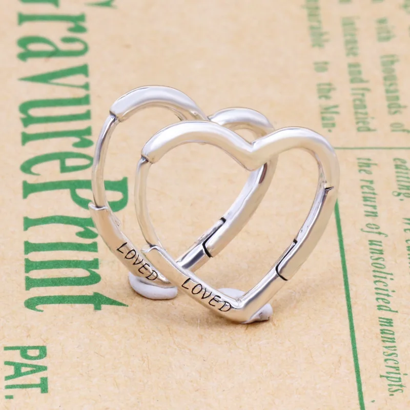 

925 Sterling Silver pan Earring Large Asymmetric Hearts Of Love Earrings For Women Wedding Gift Fashion Jewelry