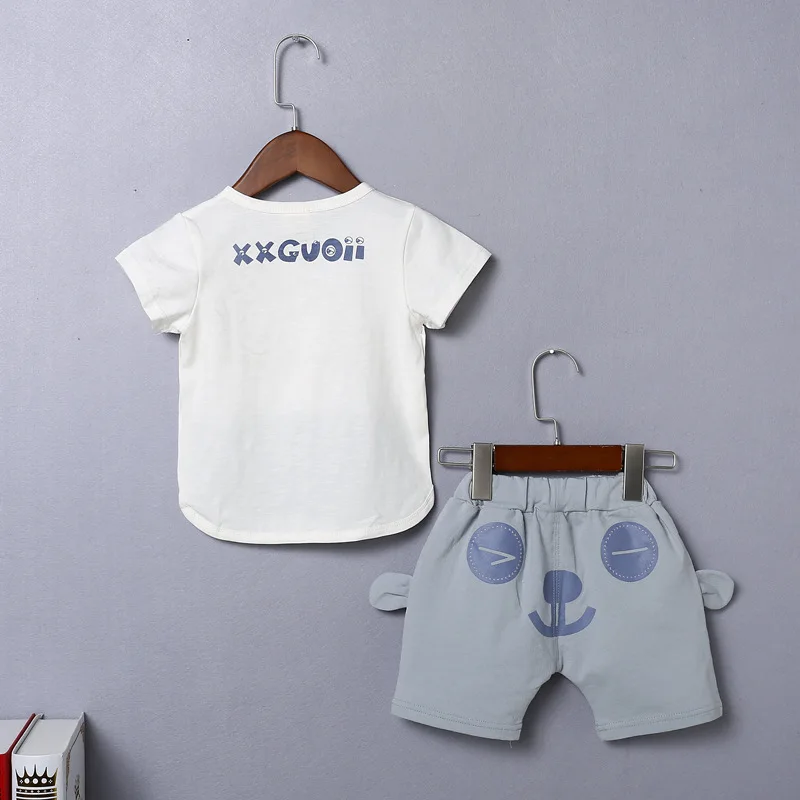 Summer New Baby Boys Girls Cotton Suit Smile Face Top+Pant 2Pcs Set Toddler Infant Kids Clothes For 18 Months~4 Years |