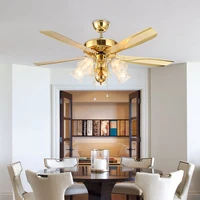 nordic luxury remote controlled led ceiling fan lamp modern golden fan lamp american restaurant kitchen household electric fan