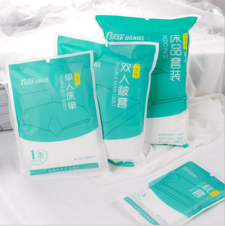 

1/2/3/4Pcs Travel Disposable Bed Sheet Quilt Duvet Cover Pillow Case bedding set cotton bed cover bedspread white bedsheet set