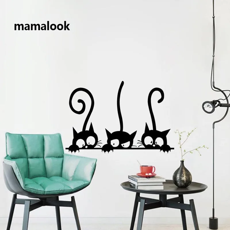 

Lovely 3 Black Cute Cats Wall Sticker Moder Cat Wall Stickers Girls Vinyl Home Decor Cute Cat Living Room Children Room