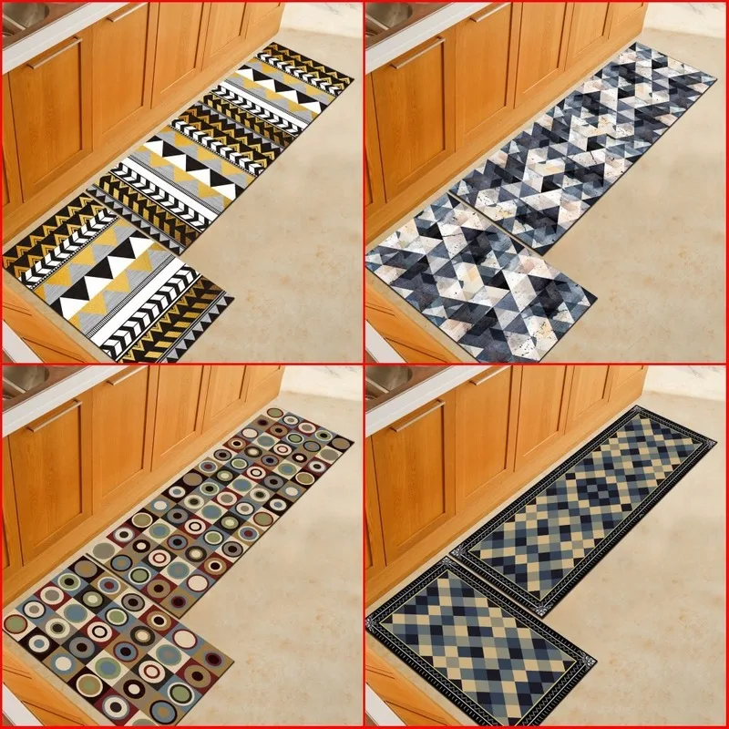 

European style simple kitchen carpet floor mat household long mat living room hall porch doormat bath mats bathroom rug set