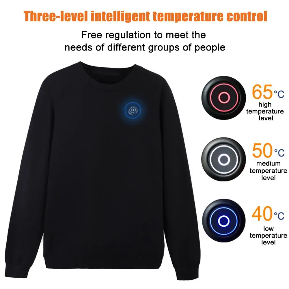 Outdoor Heating Sweater USB Electric Intelligent Warm Sweatshirt Carbon Fiber Heated Jacket for Both Men and Women |