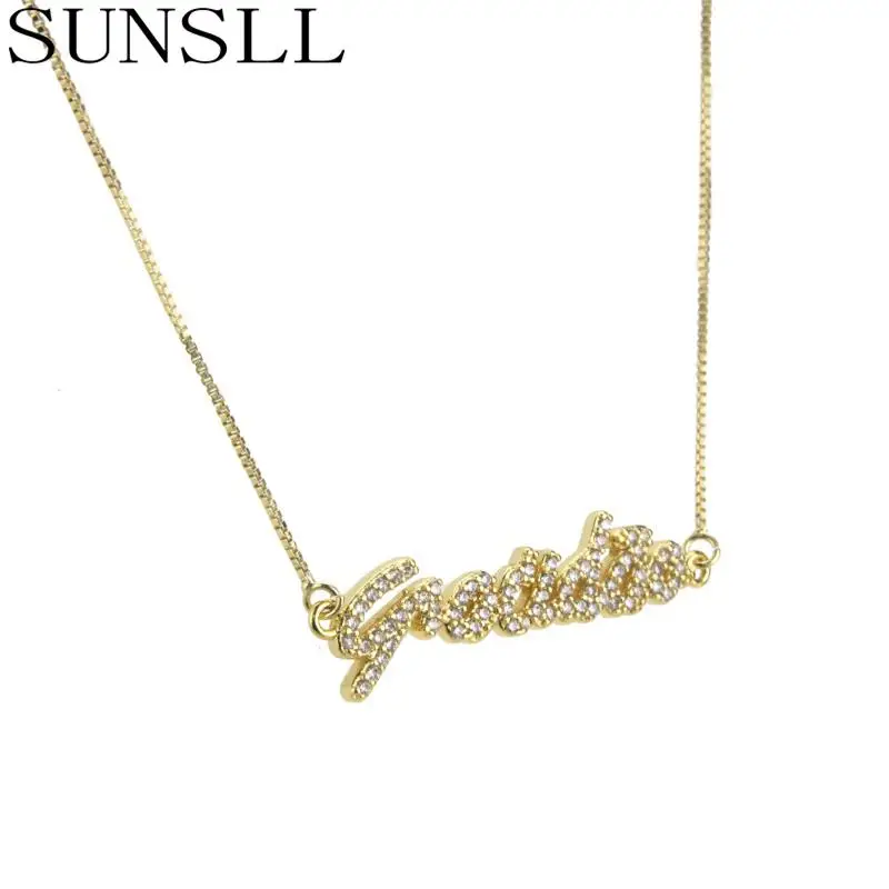 SUNSLL новое ожерелье из золота и меди с белым кубическим цирконием благодарностью