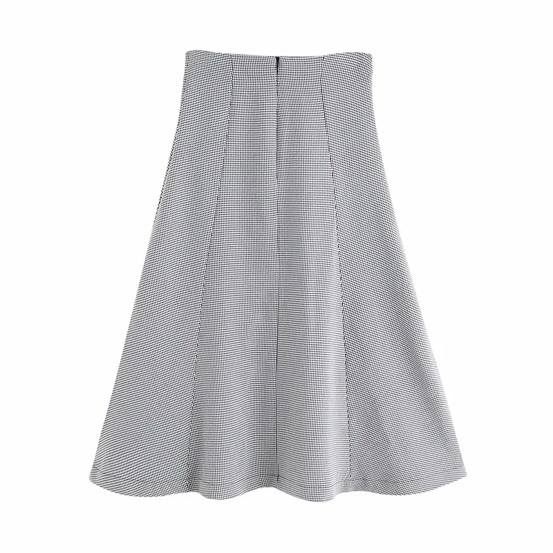 Houndstooth Skirt Women Fashion Simple High Waist All-match Clothing Slim Lady Casual Stretchy Long Umbrella Skirts | Женская одежда