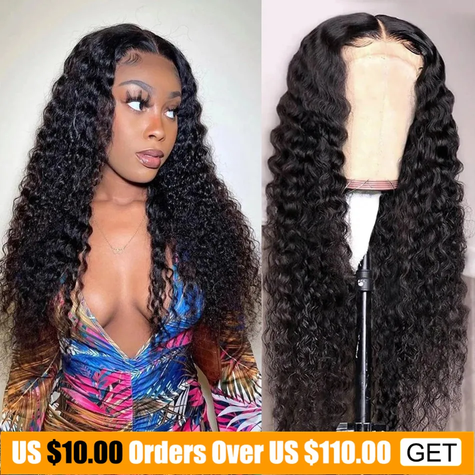 Deep Wave Closure Wig Human Hair Lace Frontal Wig 13x5x1 Lace Front Wig PrePlucked Bleached Knots Wig T Part Deep Wave Front Wig