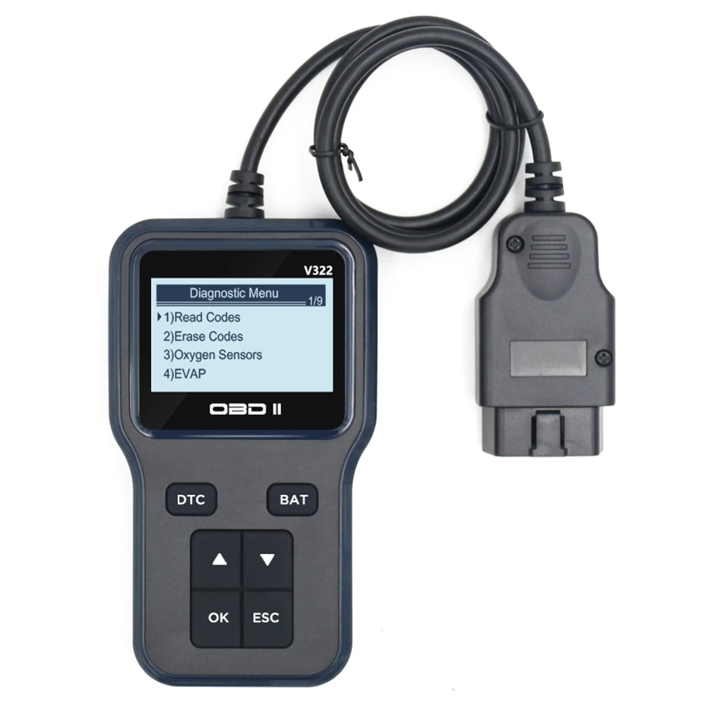 

V322 Многофункциональный Ручной OBD2 диагностический сканер с ЖК-экраном OBDII считыватель кодов ошибок двигателя диагностический инструмент