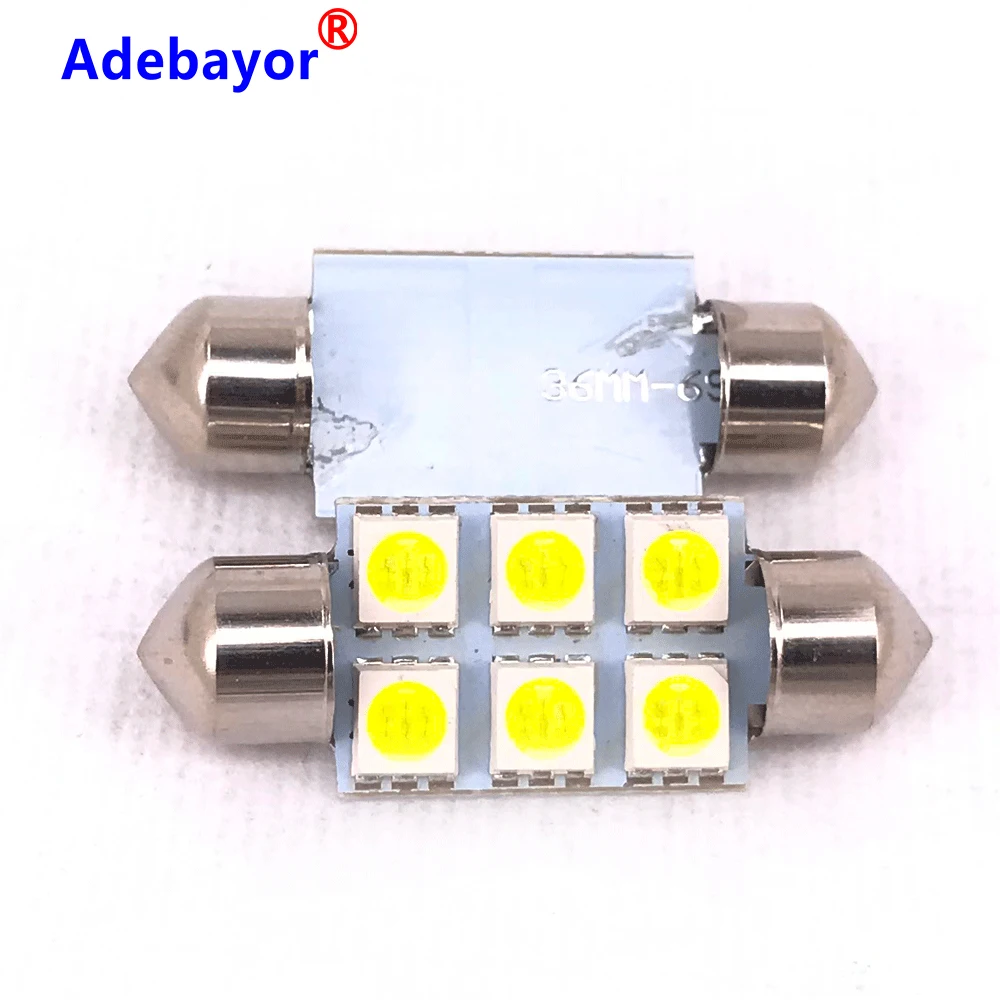 100x36 мм Купол 6 SMD 5050 Светодиодная карта Автомобильная лампочка Боковой габаритный