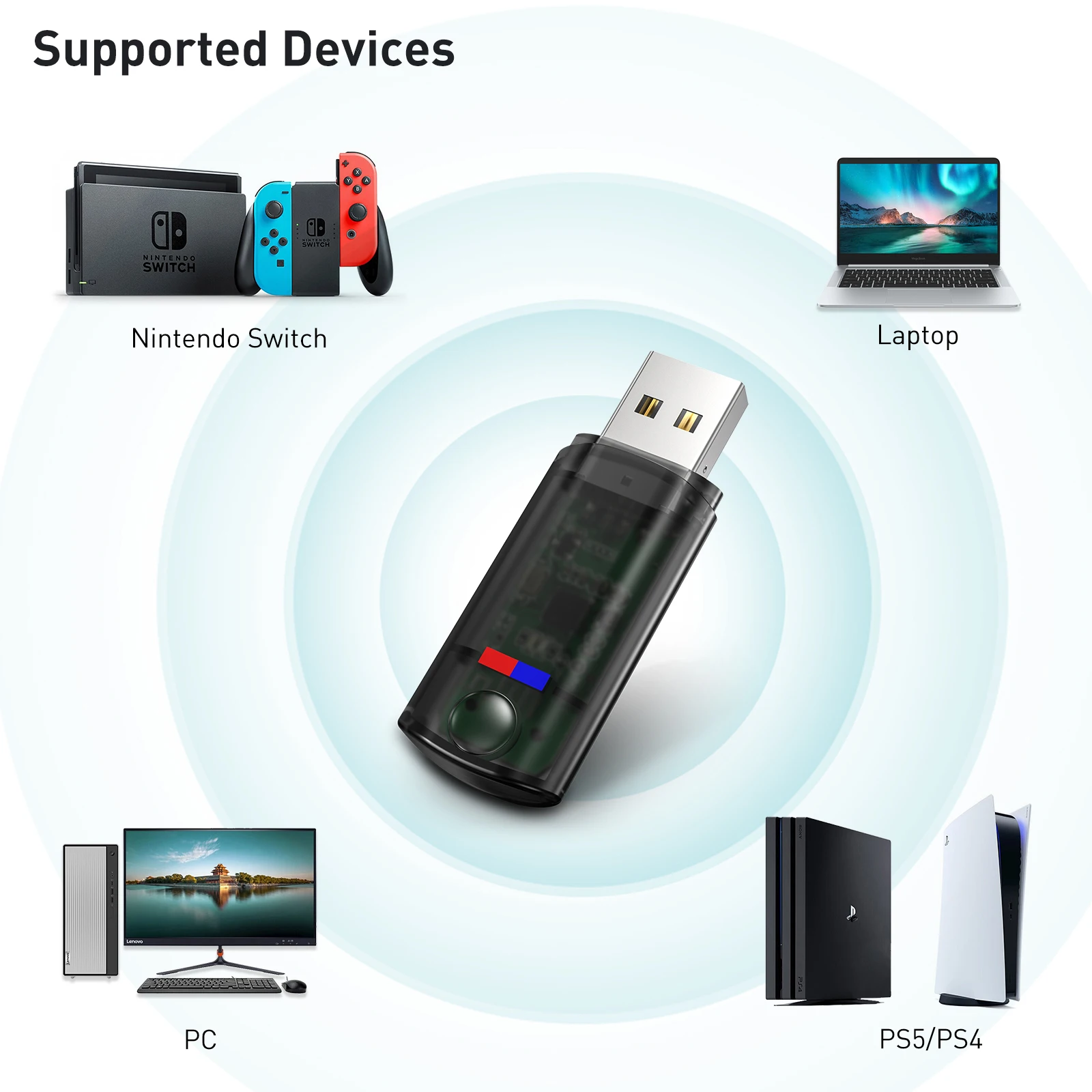 Беспроводной адаптер EDUP USB Bluetooth игровой аудиопередатчик с низкой задержкой Plug and