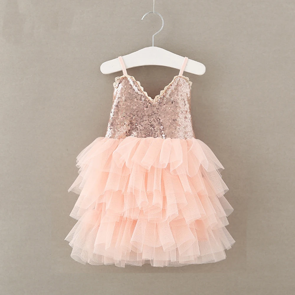 Детское платье принцессы с блестками без рукавов | Детская одежда и обувь