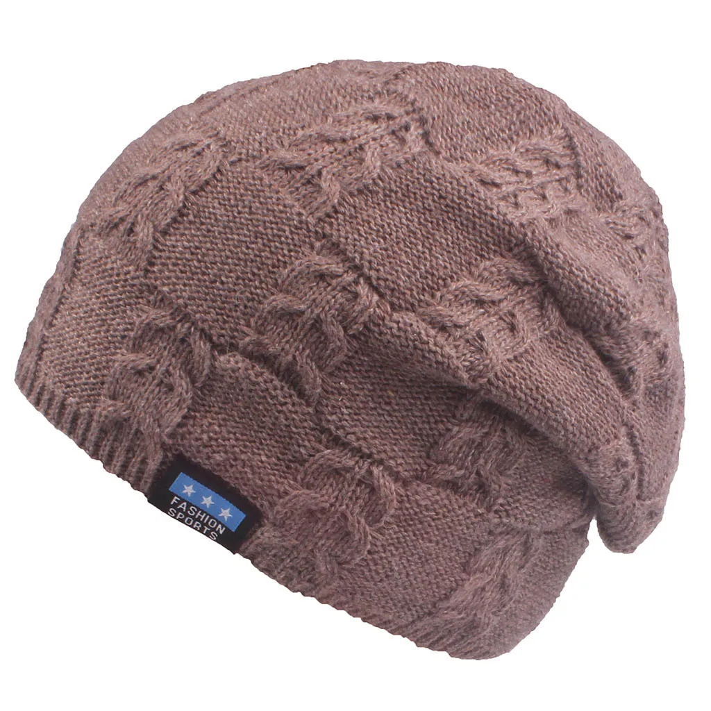 Шерстяные шляпы Вязаные Лыжные однотонные мужские береты с надписью мешковатые