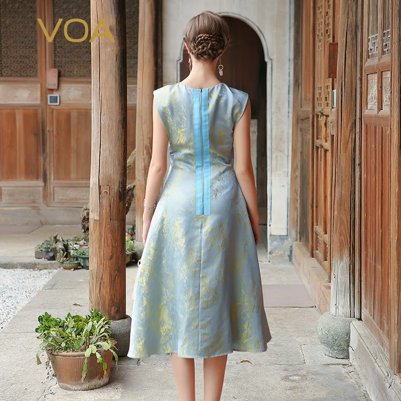 Женское шелковое платье VOA длинное винтажное без рукавов серебристого и серого