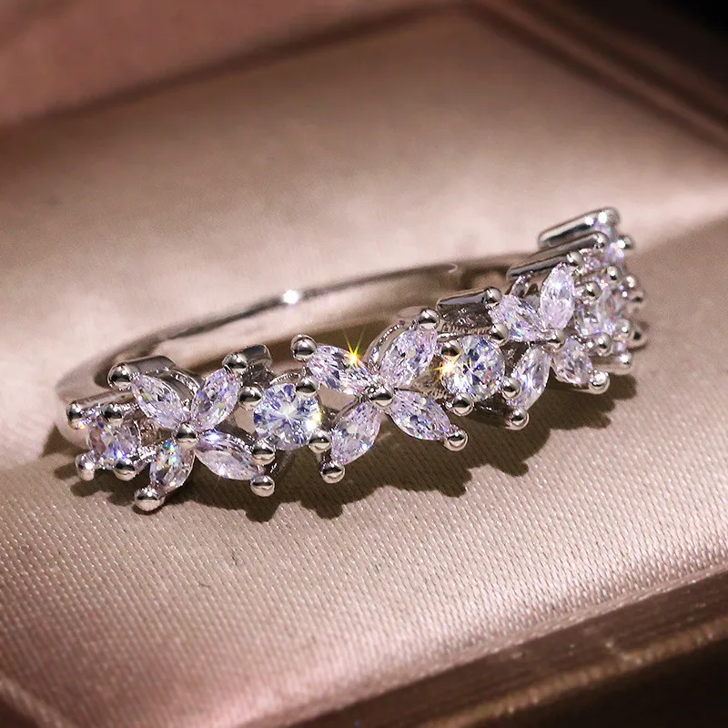 Женские обручальные кольца CC простые однорядные из серебра 925 пробы с кубическим