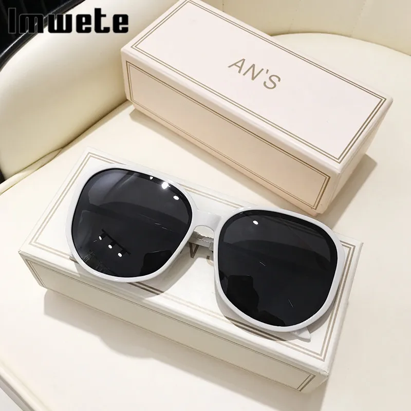 Imwete новые круглые солнцезащитные очки для женщин большая оправа многоугольные