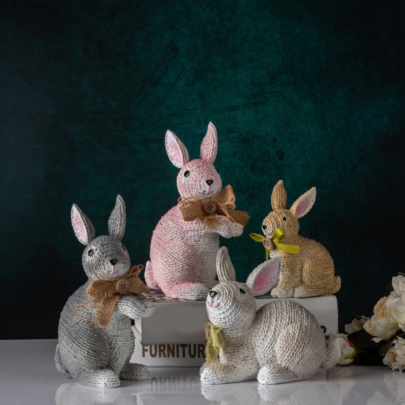 

Easter Simulation Bunny Home Garden Bunny Creative Resin Bunny Ornament Simulated Rabbit Decor Garden Decoration