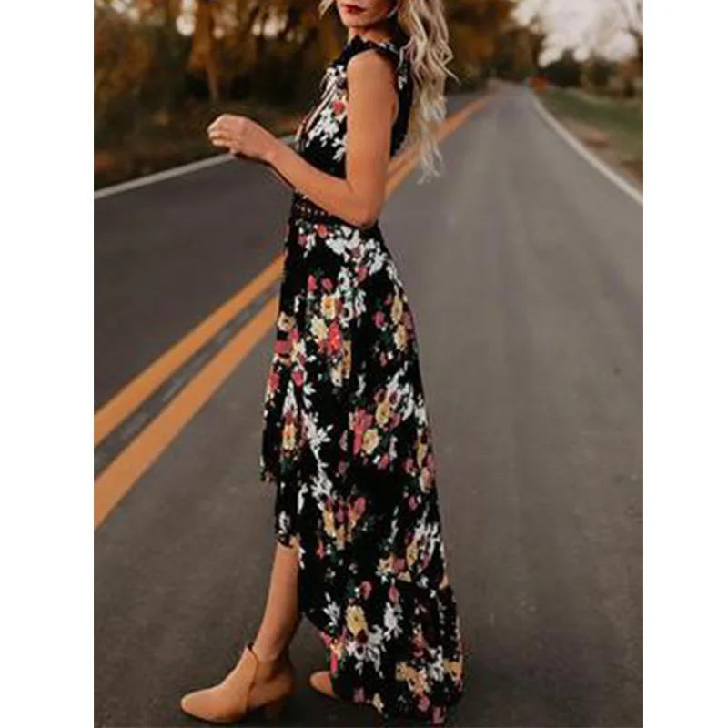 Модная Осенняя Женская Макси нерегулярные Boho Свадебные платья летнее Цветочный