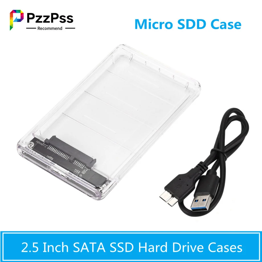 

PzzPss USB 3.0 HDD Case Enclosure 2.5 Inch Serial Port SATA SSD Hard Drive Cases Support 2 TB Transparent Mobile External HDD