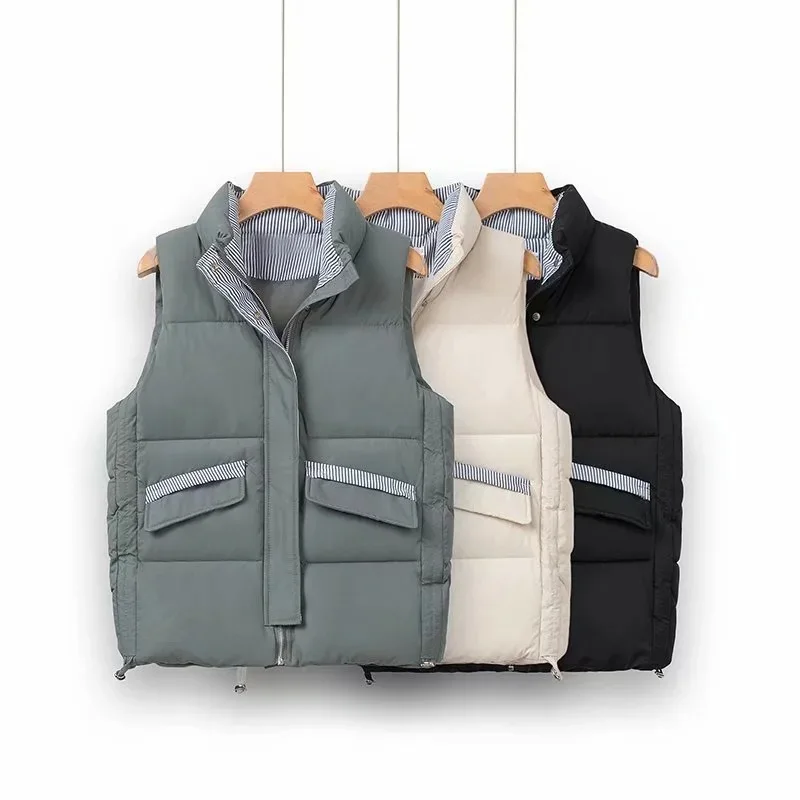 

Жилет женский хлопковый без рукавов, с воротником-стойкой